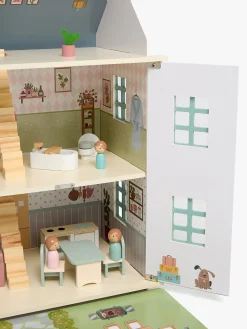 Alice & Fox Dukkehus med Møbler & 4 Dukker, Blå