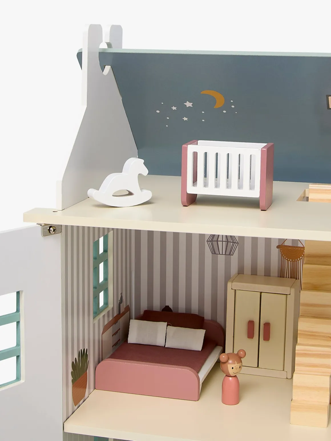 Alice & Fox Dukkehus med Møbler & 4 Dukker, Blå