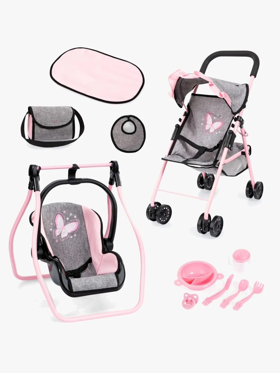 Bayer Design Dukkevogn Buggy Sæt, Grey