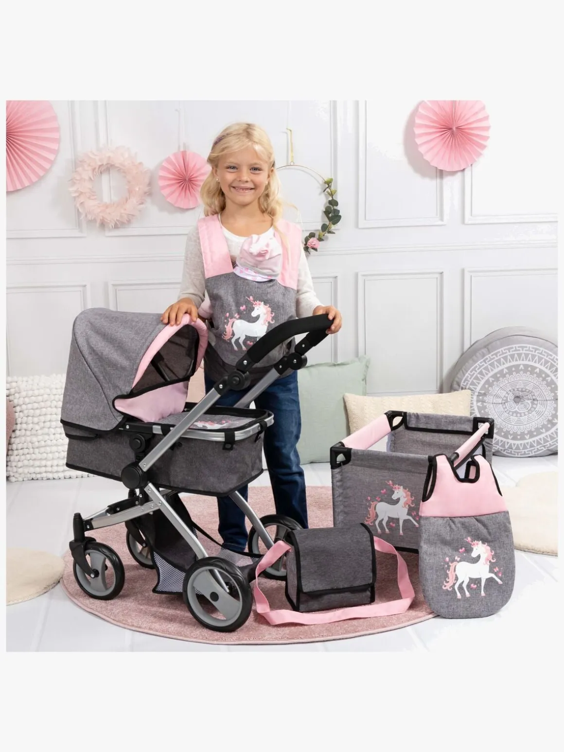 Bayer Design Dukkevogn Megasæt, Grå