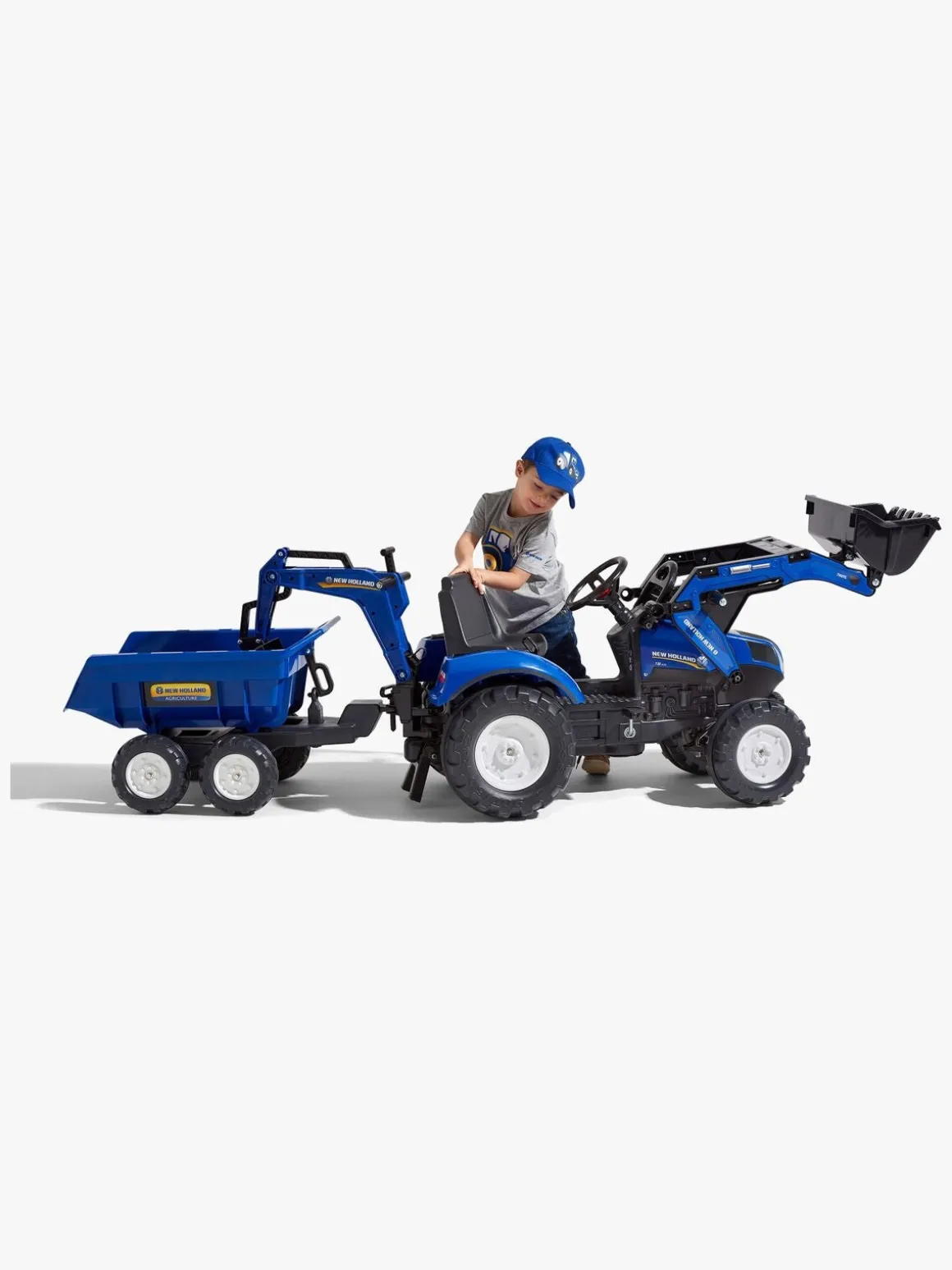Falk New Holland Pedaltraktor med Trailer, Blå