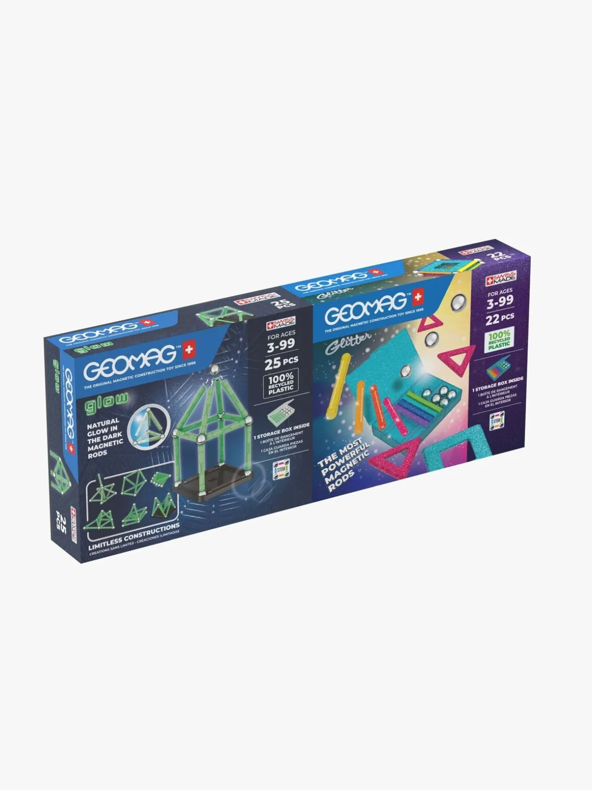 Geomag Glow & Glitter Panels Byggesæt 2-pak 47 Dele