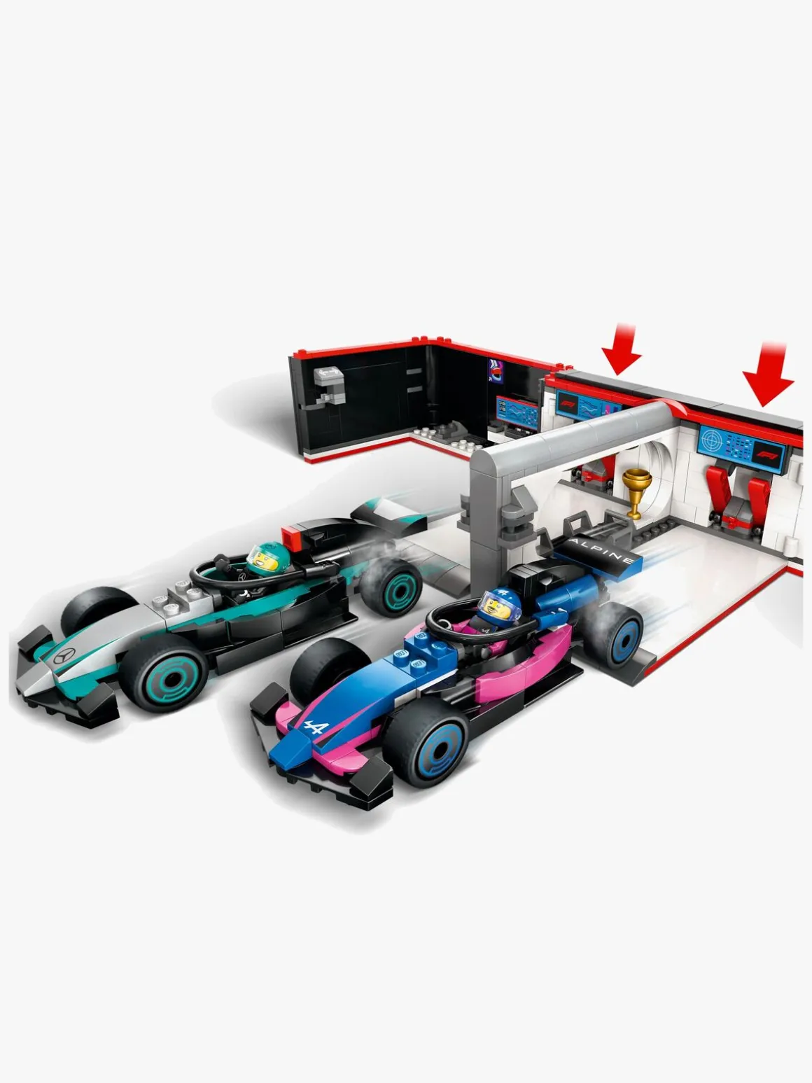 LEGO City 60444 F1-garage: Mercedes-AMG og Alpine-biler