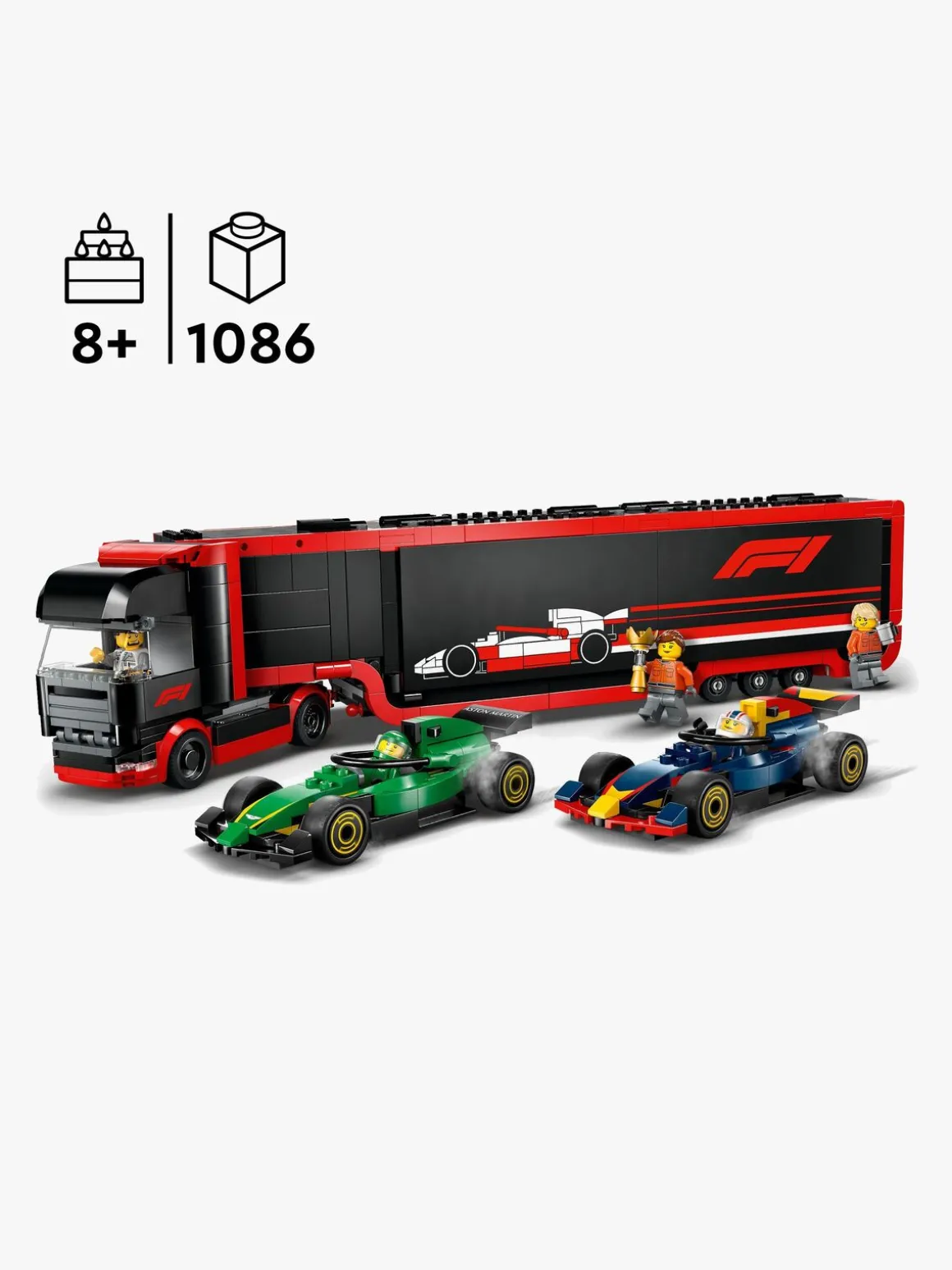 LEGO City 60445 F1-lastbil med RB20 og AMR24 F1-biler