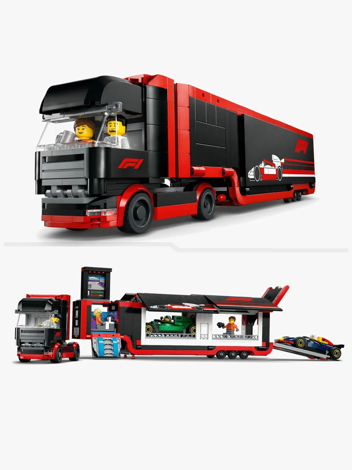 LEGO City 60445 F1-lastbil med RB20 og AMR24 F1-biler