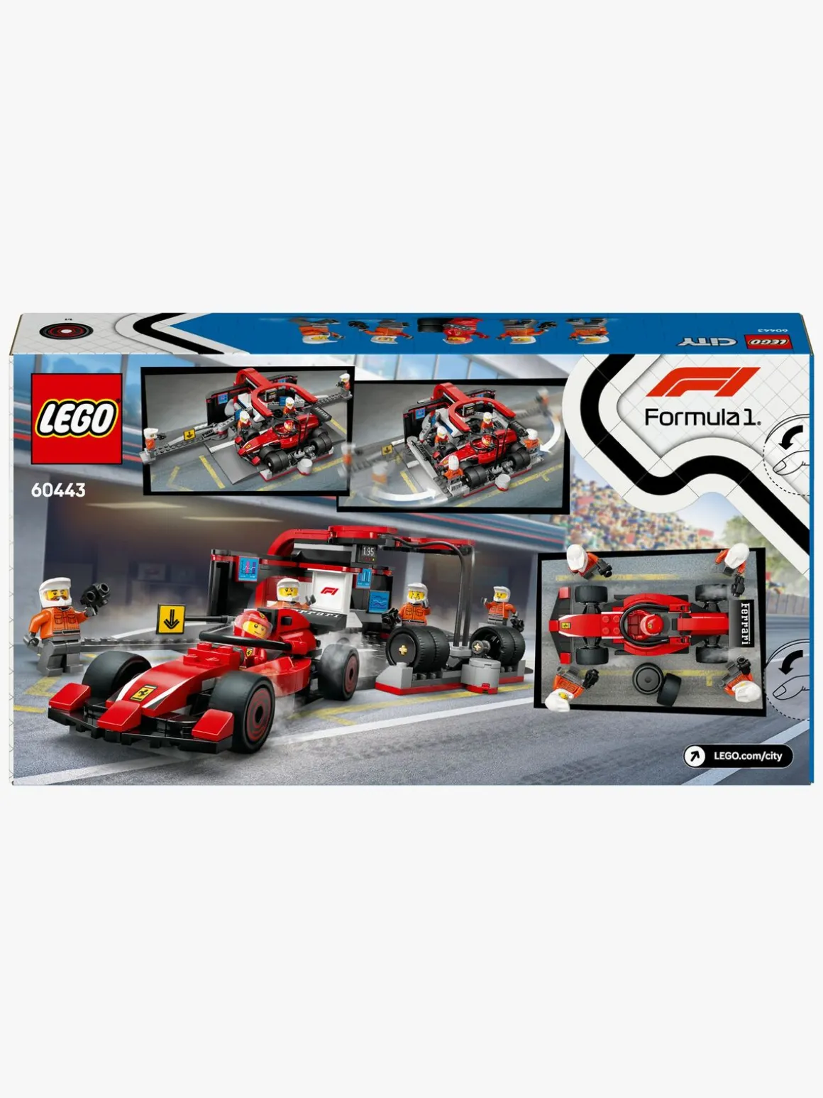 LEGO City 60443 F1-pitstop og pitcrew med Ferrari-bil