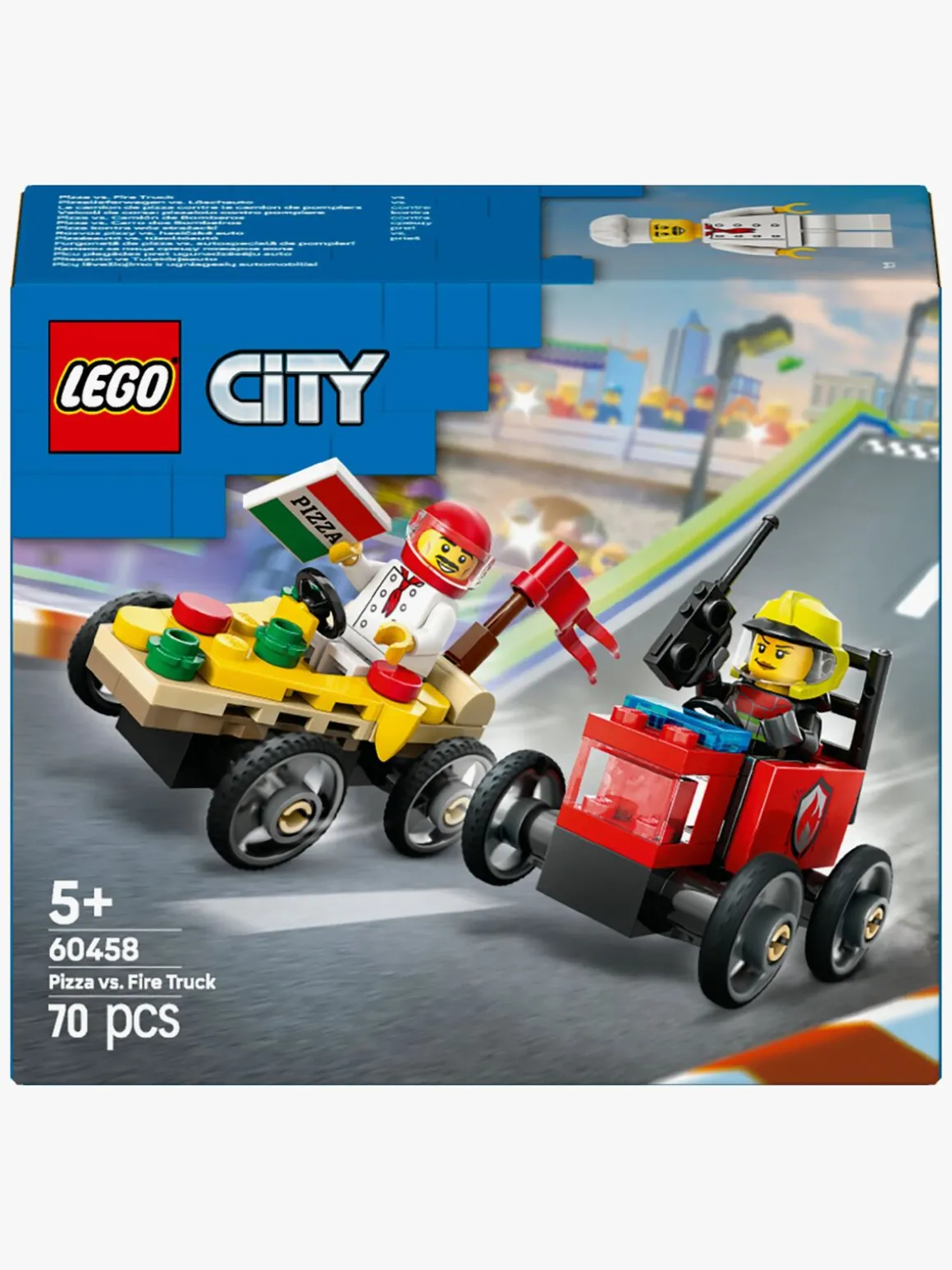 LEGO City 60458 Racerbilpakke – pizzabil mod brandbil
