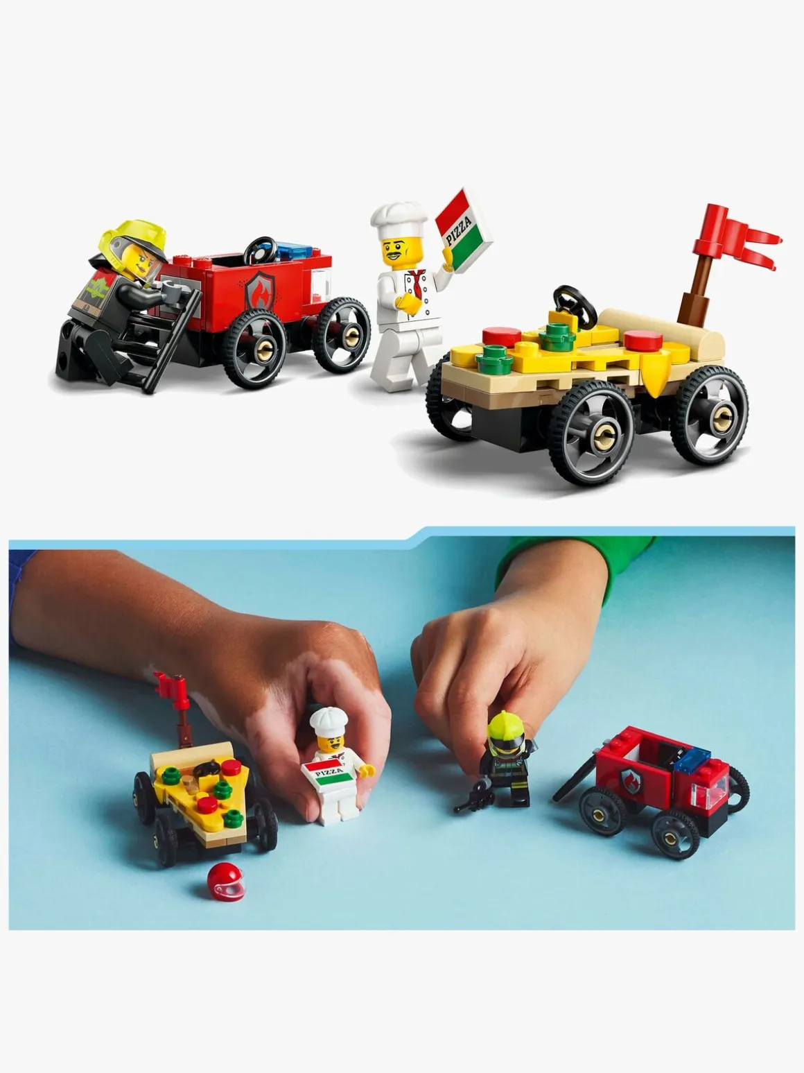 LEGO City 60458 Racerbilpakke – pizzabil mod brandbil