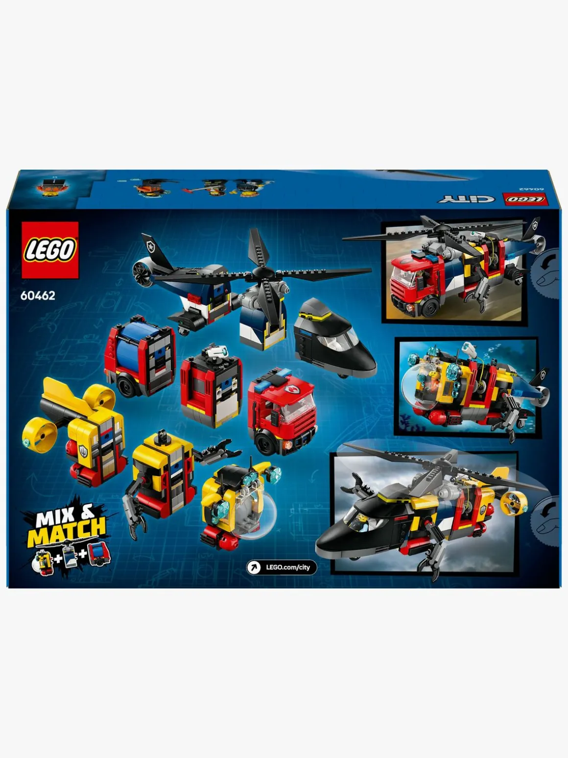 LEGO City 60462 Remix – helikopter, brandbil og ubåd