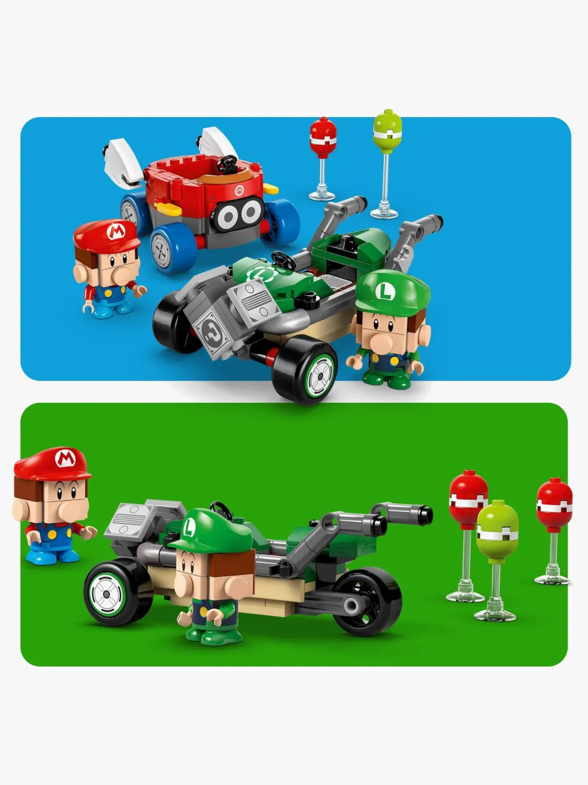 LEGO Super Mario 72034 Mario Kart – Baby Mario mod Baby Luigi