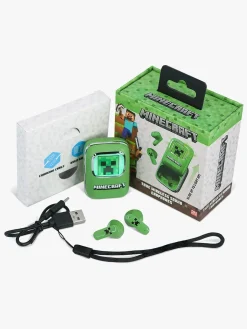 Minecraft Høretelefoner In-Ear TWS med LED, Grøn