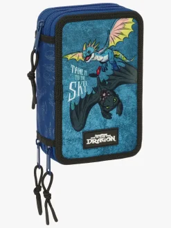 Sådan Træner Du Din Drage Fyldt Penalhus med 3 Rum 37 Dele, Blå