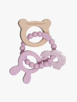 Teddykompaniet  Silikone & træ Bidering, Foggy Pink
