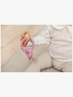 Teddykompaniet  Silikone & træ Bidering, Foggy Pink